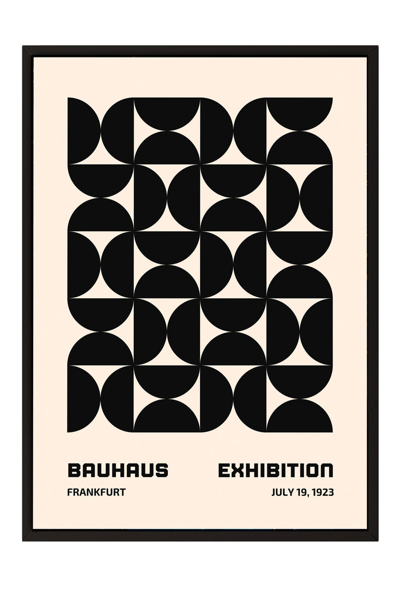 The image is a framed poster for the Bauhaus exhibition in Frankfurt, Germany, which took place from July 19, 1923.