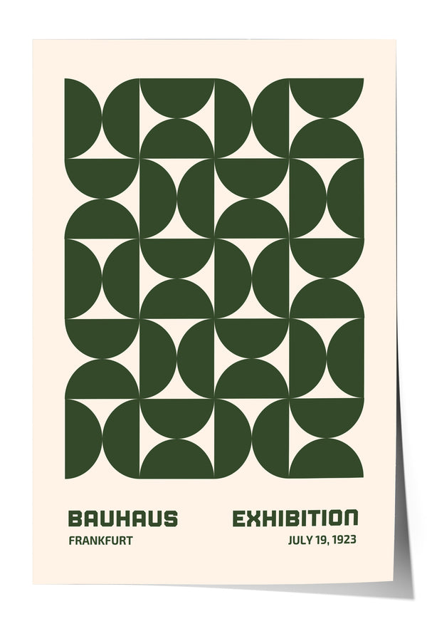 The image is a poster for the Bauhaus Exhibition in Frankfurt, Germany, which took place from July 19, 1923.