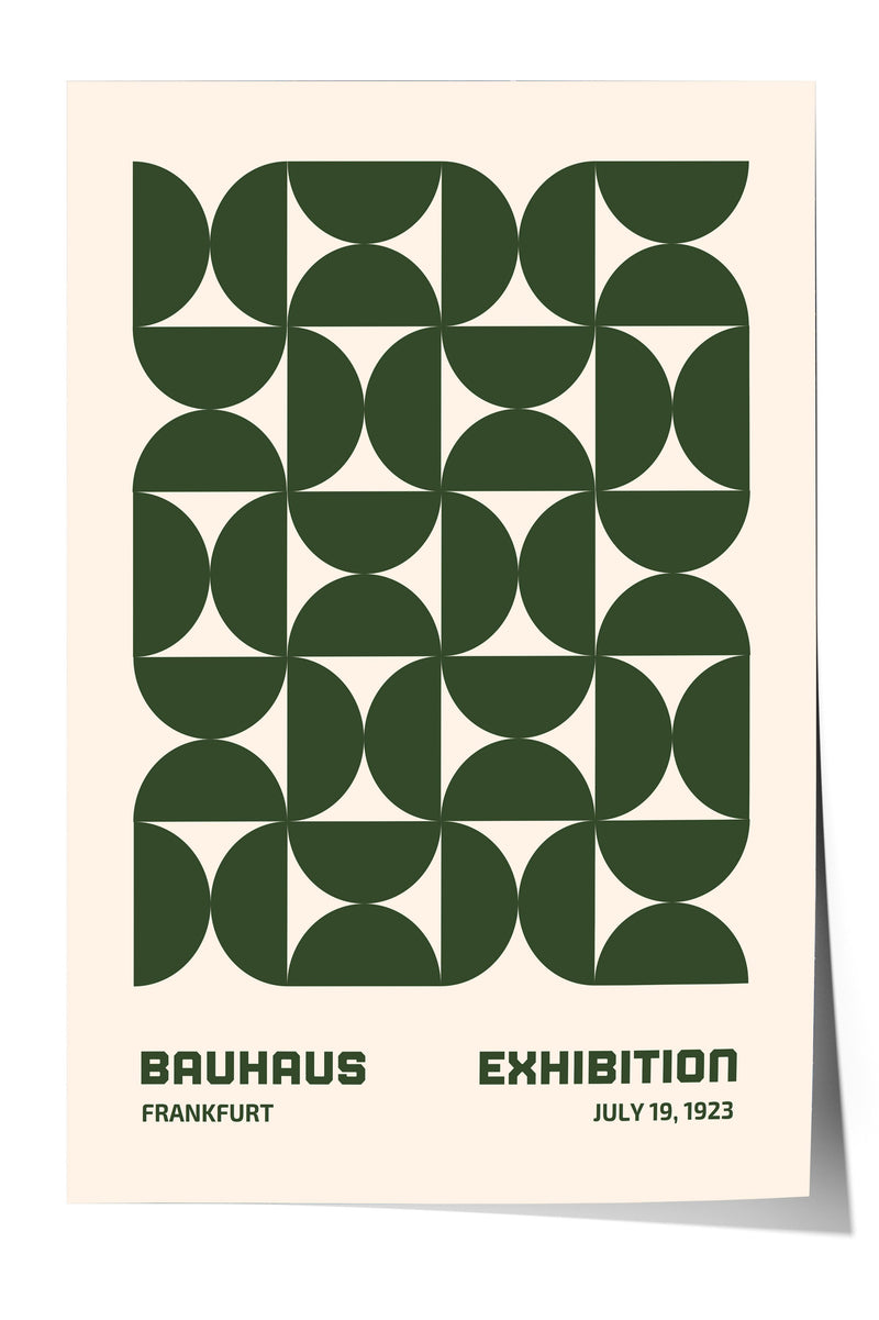 The image is a poster for the Bauhaus Exhibition in Frankfurt, Germany, which took place from July 19, 1923.