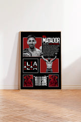 The image is a poster featuring a fighter named El Matador, who is known for his boxing career. The poster includes multiple images of El Matador, along with text that describes his achievements and impact in the world of boxing.