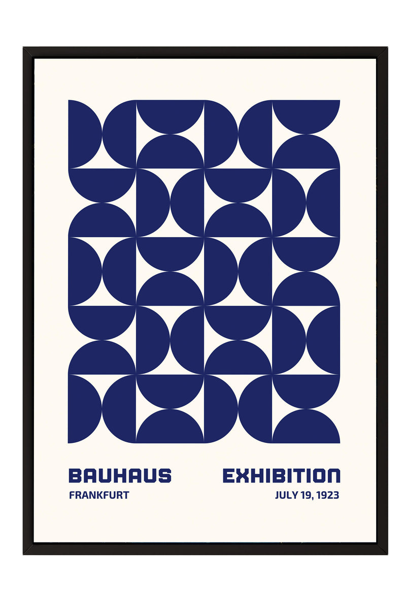 The image is a framed poster for the Bauhaus Exhibition in Frankfurt, Germany, which took place from July 19, 1923.