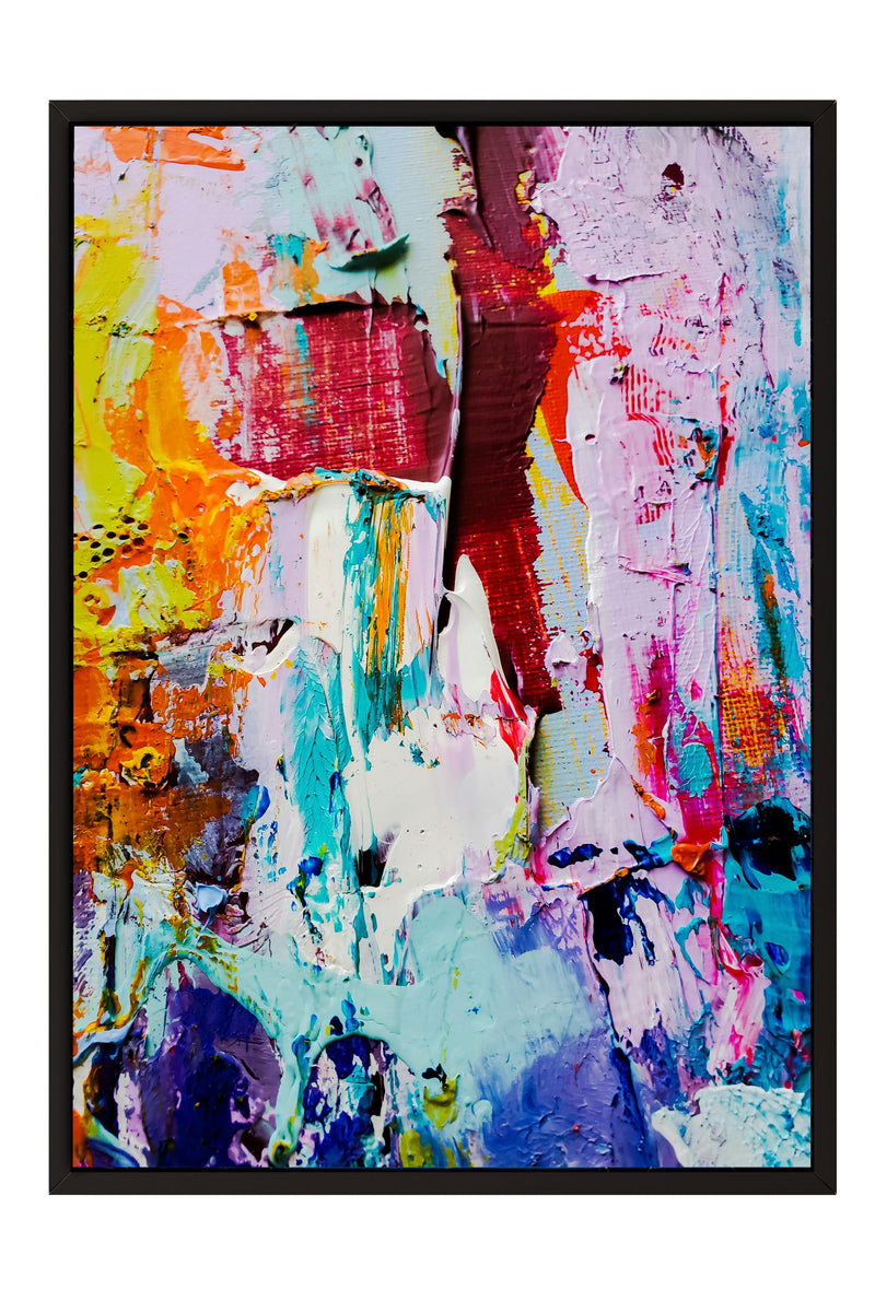 The image is a vibrant, abstract painting with a variety of bold colors and brushstrokes, creating a dynamic and energetic composition.