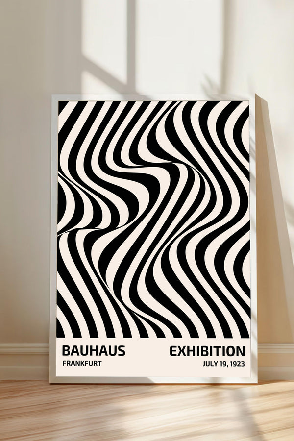 The image is a poster for the Bauhaus exhibition in Frankfurt, Germany, which took place from July 19, 1923.