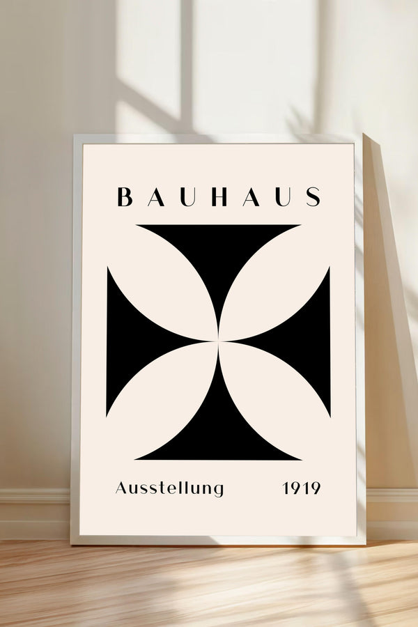a poster with the text "BAHAU" and "AUSTELLUNG 1919" displayed prominently.
