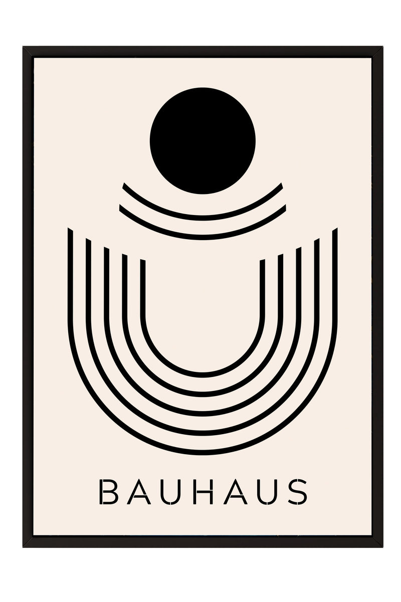 the minimalist logo of the Bauhaus school, which consists of a circle and a series of curved lines arranged in a repeating pattern.