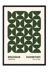 The image is a framed poster for the Bauhaus exhibition in Frankfurt, Germany, which took place from July 19, 1923.