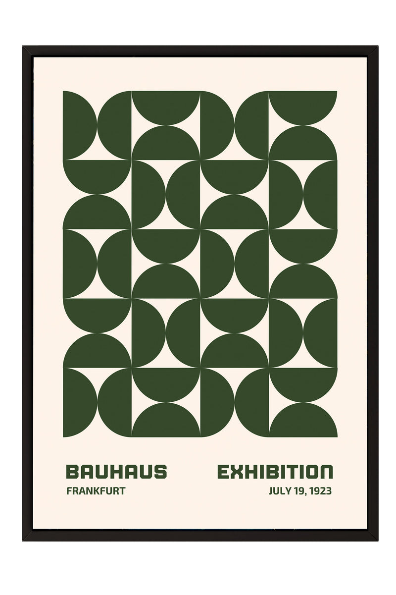 The image is a framed poster for the Bauhaus exhibition in Frankfurt, Germany, which took place from July 19, 1923.