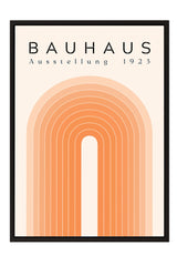 The image is a poster or artwork featuring the name "BAHAU" and the year "1923" in bold, black text. The background is a light peach color, and there is an abstract design of a curved line or arch in the center of the poster.