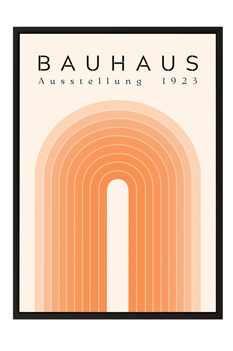 The image is a poster or artwork featuring the name "BAHAU" and the year "1923" in bold, black text. The background is a light peach color, and there is an abstract design of a curved line or arch in the center of the poster.