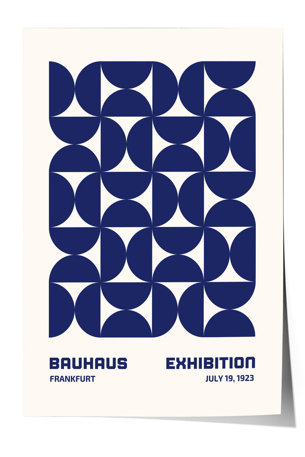 The image is a poster for the Bauhaus exhibition in Frankfurt, Germany, which took place from July 19, 1923.