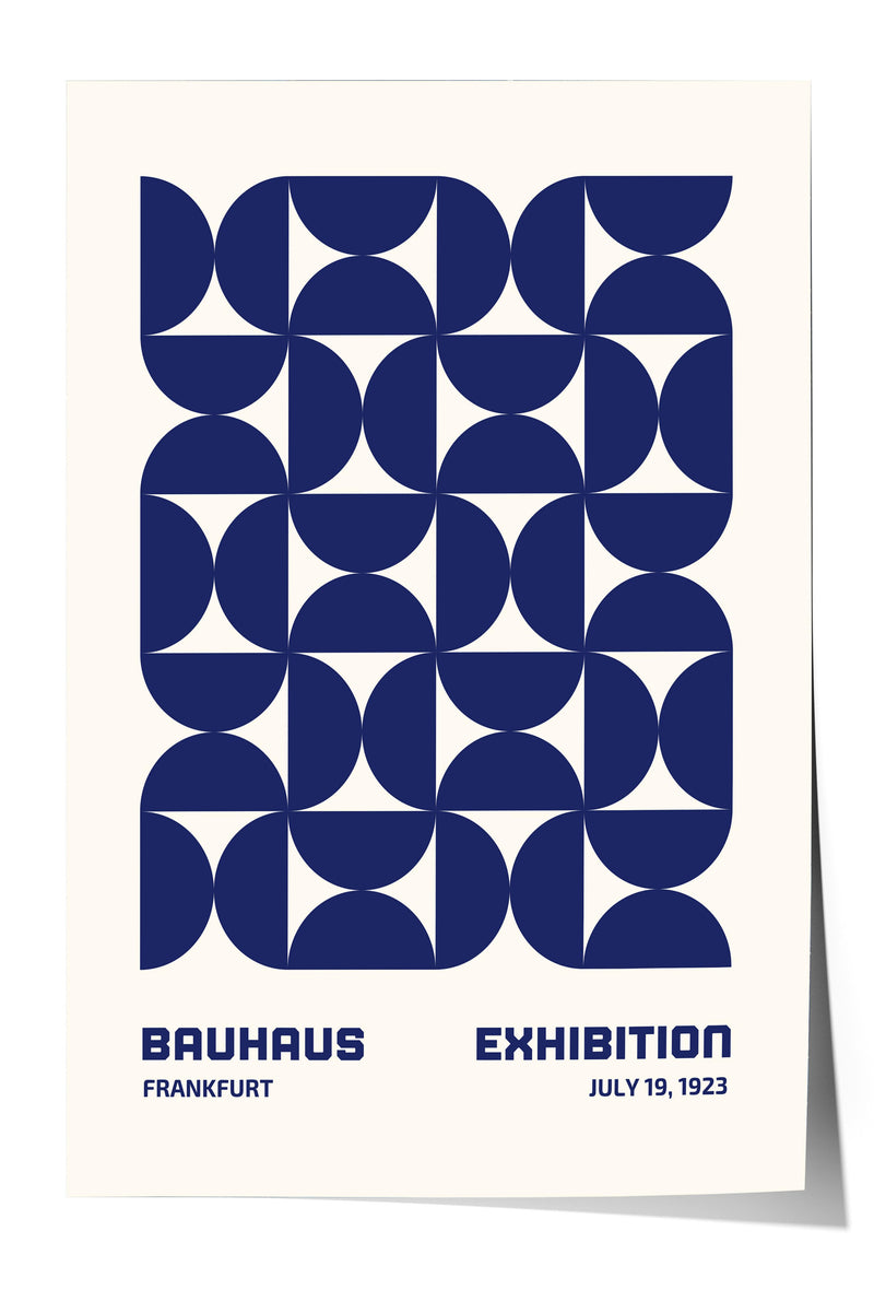The image is a poster for the Bauhaus exhibition in Frankfurt, Germany, which took place from July 19, 1923.