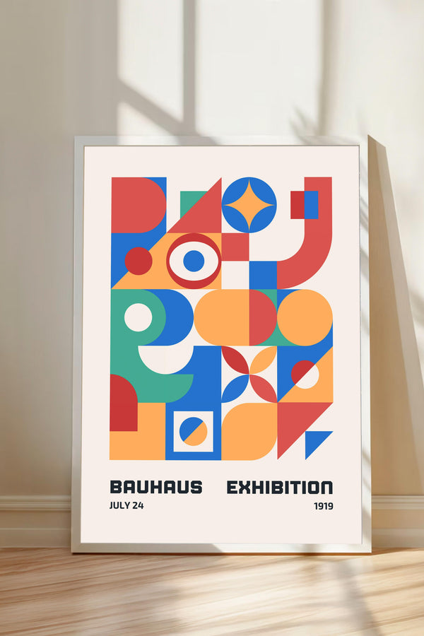 The image is a poster for the Bauhaus exhibition held on July 24, 1919.