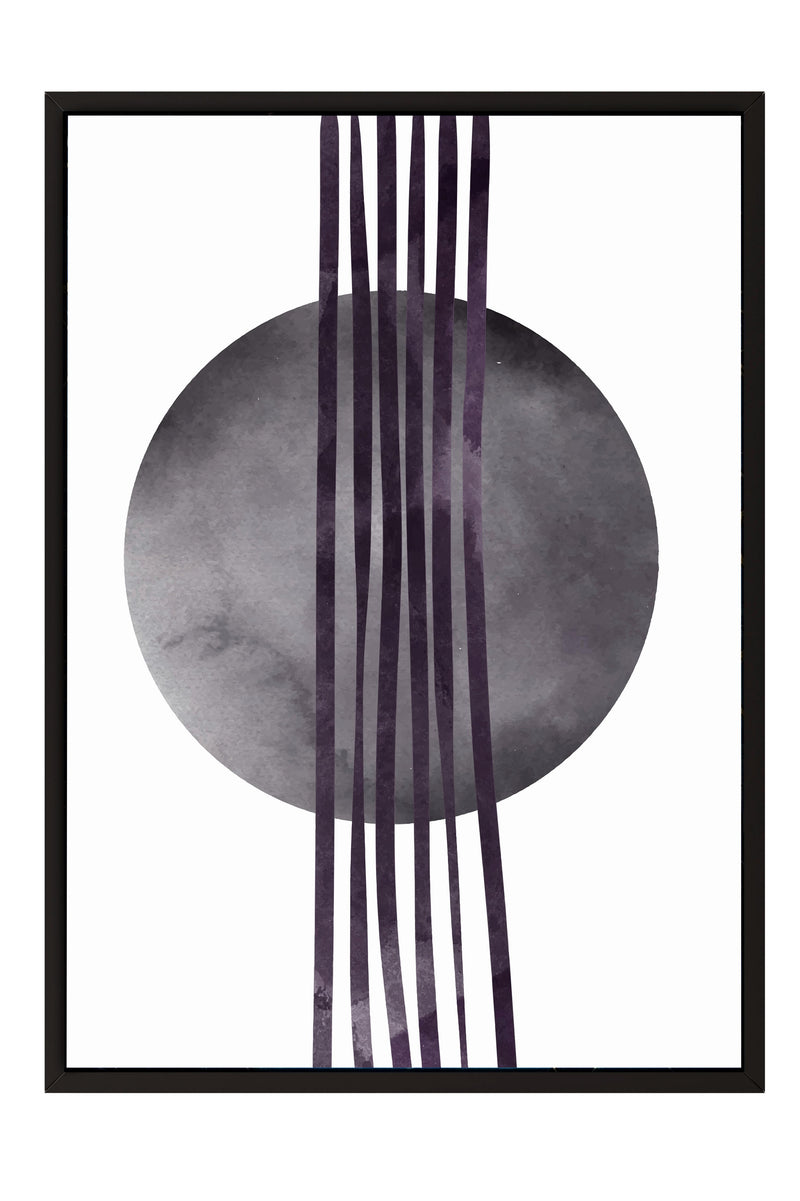 a minimalist design with a large circular shape and vertical lines extending from it.
