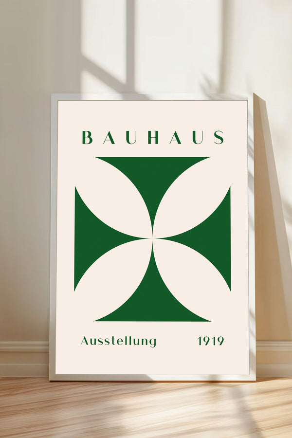 a poster with the text "BAHAUX" and "AUSTELLUNG 1919" displayed prominently.