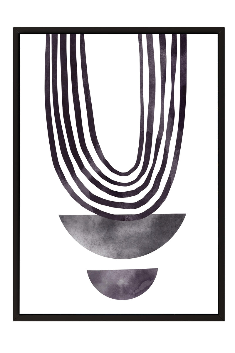 a minimalist design with a central line of black lines that extends upwards, creating a sense of movement and rhythm. Below this central line, there are two gray circles, one larger than the other, which appear to be part of the same composition. The overall design has a clean and simple aesthetic, with the use of black and gray colors creating a sense of balance and harmony.