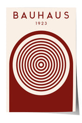 The image is a poster featuring a red and white design with concentric circles, and the text "BAHAU 23" is displayed above the design.