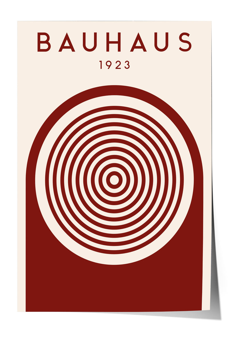 The image is a poster featuring a red and white design with concentric circles, and the text "BAHAU 23" is displayed above the design.
