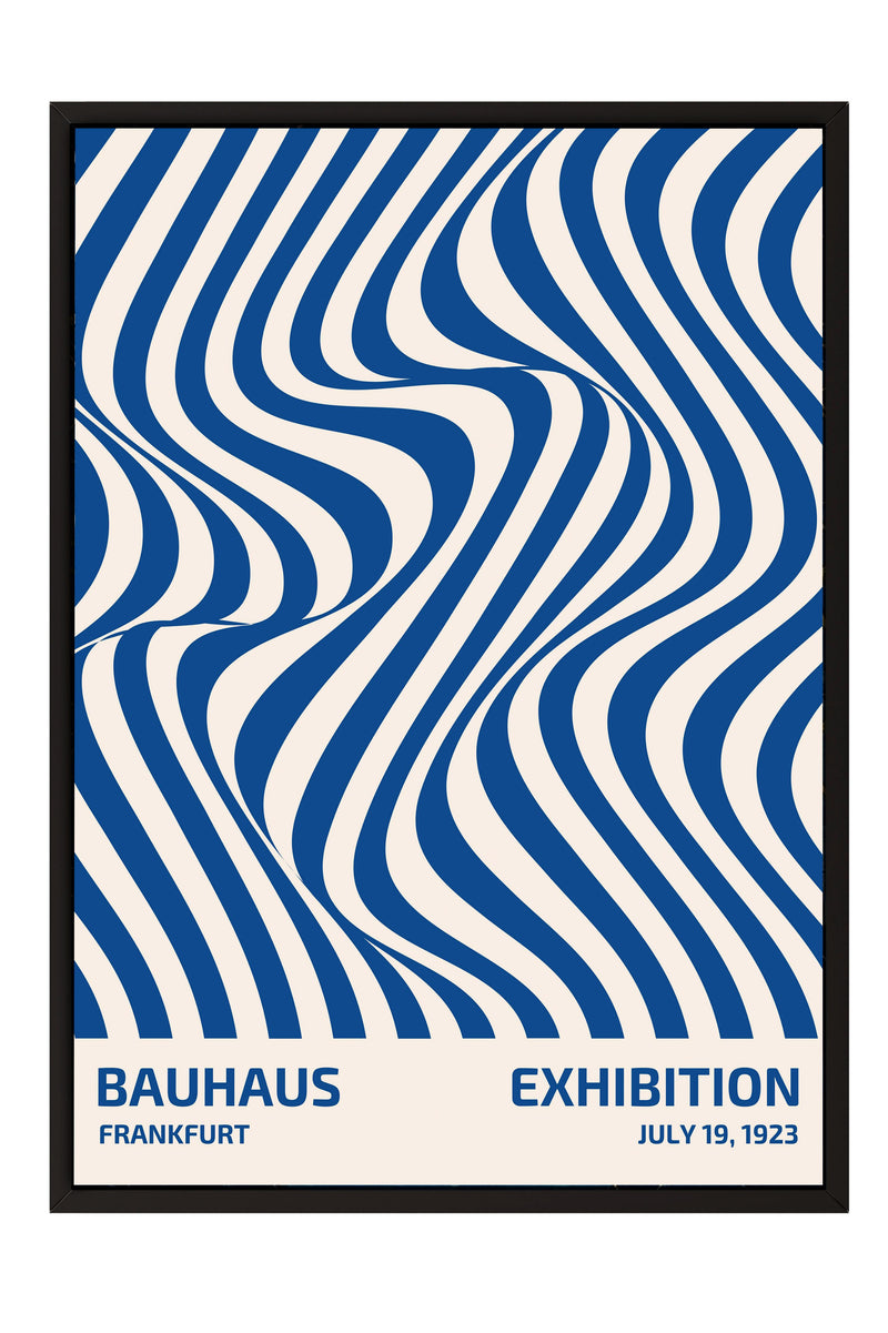 The image is a poster for the Bauhaus exhibition in Frankfurt, Germany, which took place from July 19, 1923.