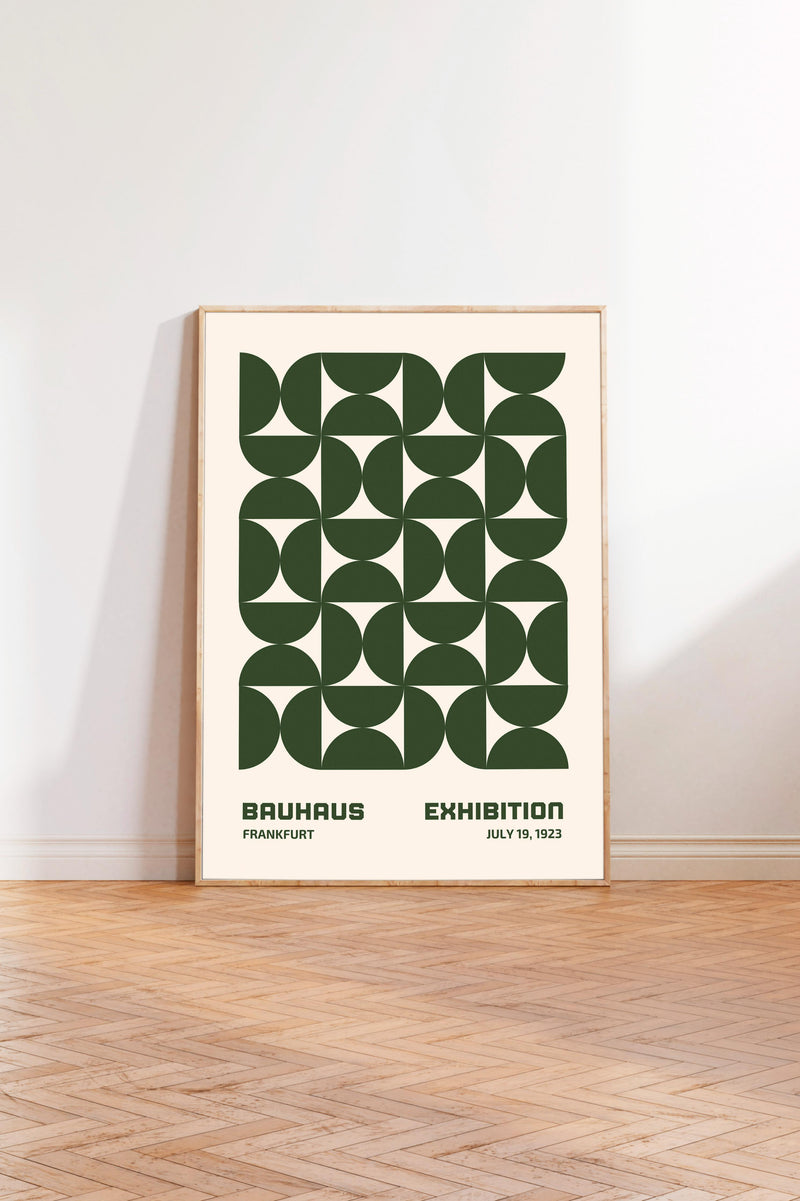 a poster for the Bauhaus exhibition in Frankfort, Germany, which took place from July 19, 1933.