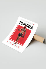 a poster with a man in a fighting stance, wearing boxing gloves, and the text "TOPPHRIA" prominently displayed.