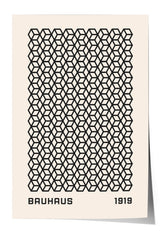 The image is a poster featuring a repeating geometric pattern of black cubes or hexagons, with the text "BAHAU1919" below the pattern.