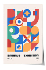 The image is a poster for the Bauhaus Exhibition held on July 24, 1919.