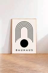 a minimalist art piece with a geometric design and the text "BAHAU" prominently displayed.