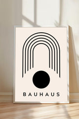 a minimalist poster with a geometric design and the text "BAHAU" prominently displayed.