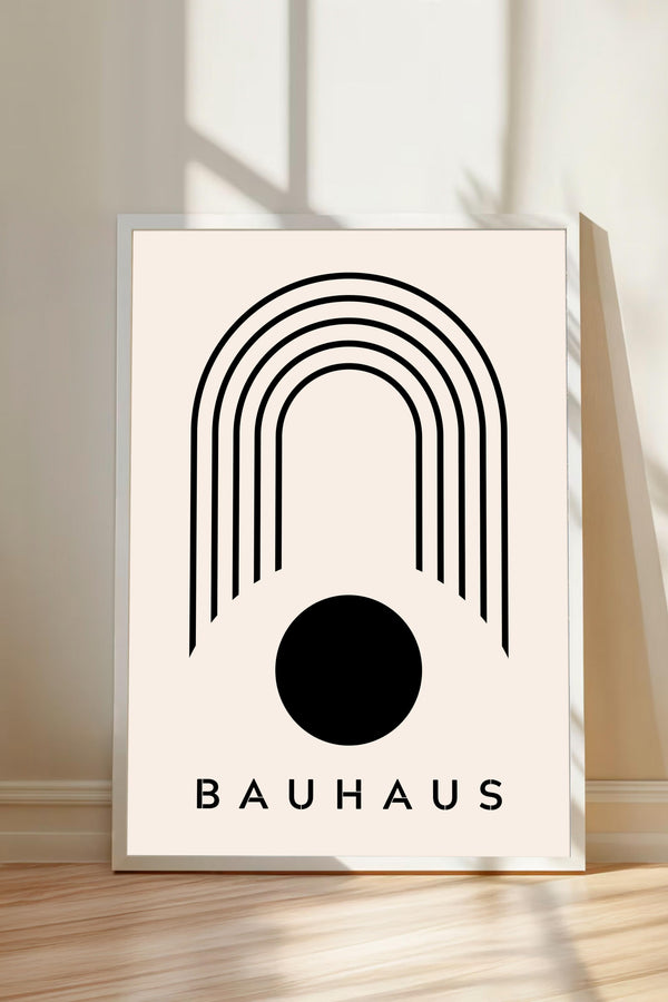 a minimalist poster with a geometric design and the text "BAHAU" prominently displayed.