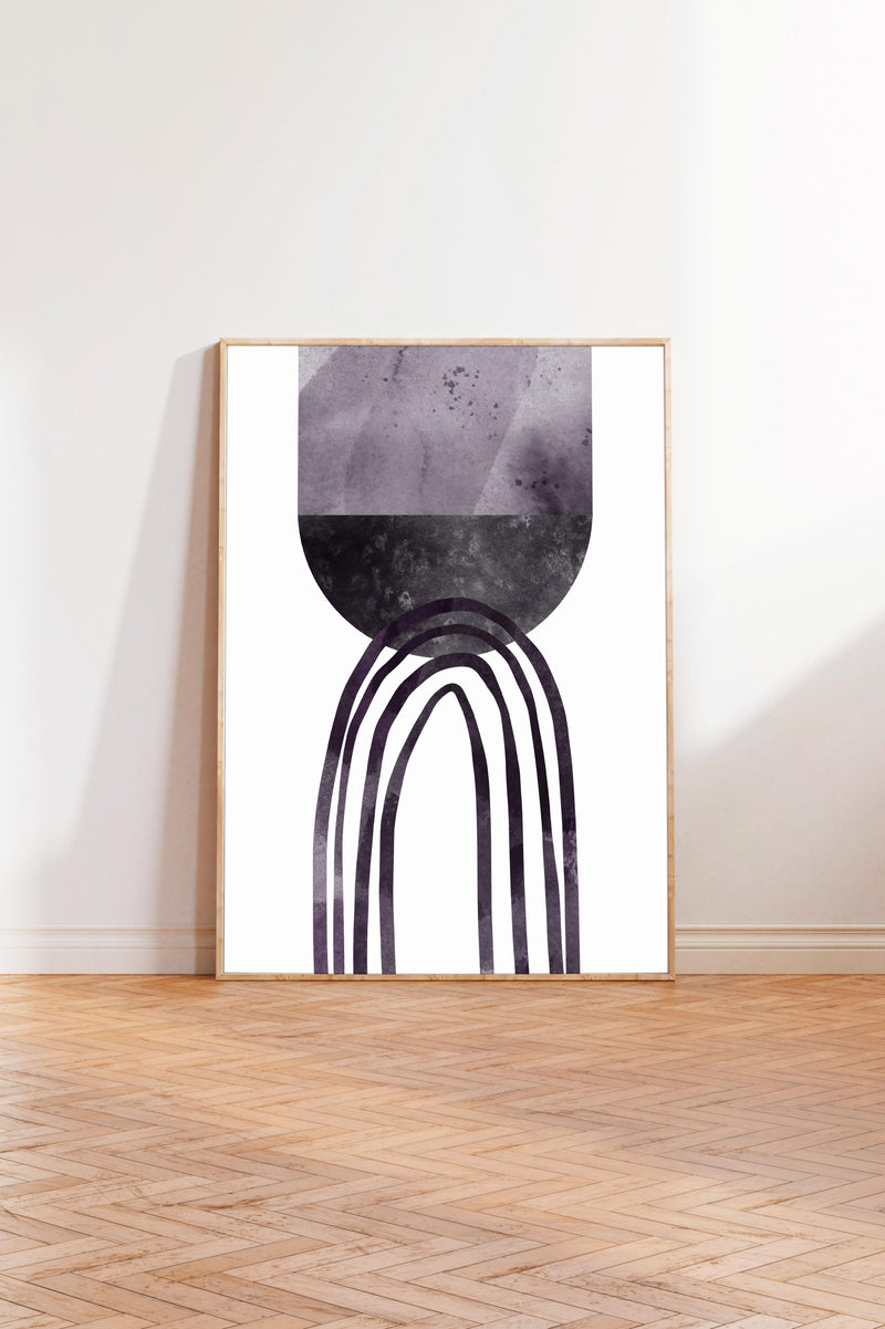 a minimalist art piece with a large abstract design on a white background.